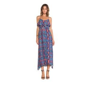 Bardot Snake Print Sundress Sz S 4 Vibrant Multi Strappy Side Slits Beachy
